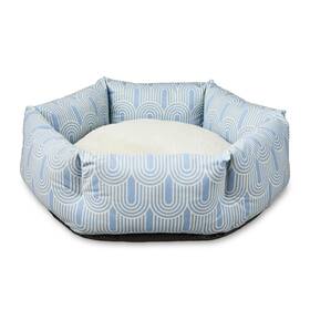 2025wm-sm-hex-b No Small Cozy Cuddler-style Dog And Cat Bed Blue Arch Print