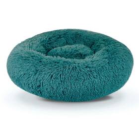 28edtm-tel No Super Luxe Shaggy Faux Fur Donut Bolster Dog Cat Bed - Medium