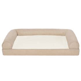 45336203.motf No Pet Products Medium Plush And Performance Linen Orthopedic Sofa Dog Bed Flax