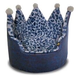 E1715leo-nvy No Luxury Leopard Print Crown-shaped Bed For Small Dogs And Cats - Cozy Stylish
