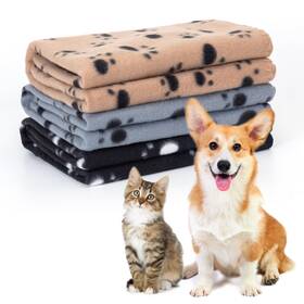 Nobleza 719138057955 3 Pack Puppy Blanket Super Soft Dog With Cute Paw Prints Washable Pre