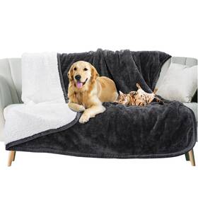 Nobleza 719138061631 Waterproof Dog Blanket 50 Inch 60 Reversible Super Soft Warm Fluffy Sherpa Fl