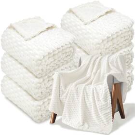 Novasunrise 768274332059 6 Pcs Fleece Throw Blanket - Turtle Velvet Jacquard Decorative Blankets 50 X