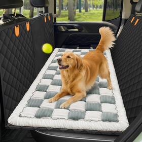 Hf2042-car-bluegrey Npetrsnug Backseat Pet Bed Mat Non-slip Plaid Dog For Car Back Seat Flannel Backs
