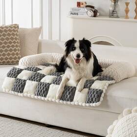Hf2466-a-grey-m Npetrsnug Hf2466-a-grey-m- 33.45 30.71 Dog Couch Bed Flannel Cover Protector Washable Pet Covers F