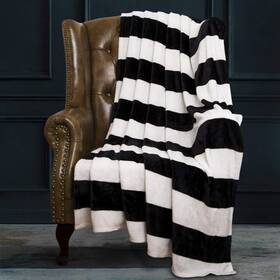 20170509blankethb-throw Ntbay Fba Flannel Throw Blanket Super Soft With Black And White Stripe 51 Inch X68