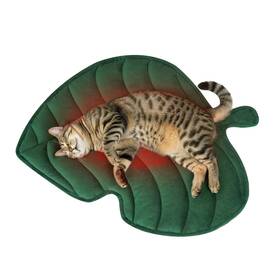 Nwk 974387582074 Green Leaf Shaped Self Warming Cat Bed Mat Thermal Dog Pad Wash