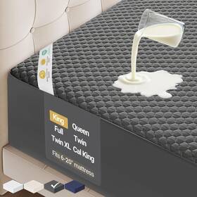 Ohgeni Mpw3v124 100% Waterproof Mattress Protector King-gray Size Pad Fits