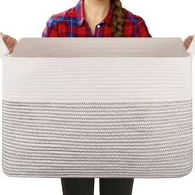 Msag34p1 Oiasket Large Blanket Basket Storage Living Room Rectangle Woven ... Fast Ship