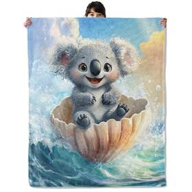 L50430b01756blkoala12 Onlcuk Nautical Koala Blanket Cozy Flannel Playful Ocean And Animal Blankets All S