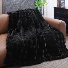 Opulapel 747923187509 Black Faux Fur Throw Blanket For Couch Bed Fuzzy Plush Fluffy Soft Fo