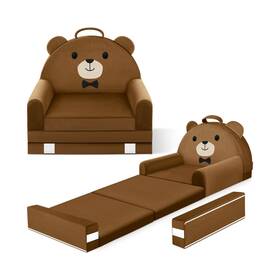 Orb59a0509sf-bear-brown Orwipo Kids Sofa Bed With Removable Washable Cover And Magic-tape Backrest Foldab