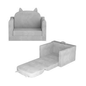 Orb59a0527sf-bear-gray Orwipo Kids Sofa Bed With Removable Washable Cover And Backrest Foldable T... Fas