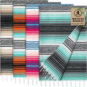 Ie-oudain-7700 Oudain 4 Pack Mexican Blankets And Throws 45 X 70 Inch Cotton Outdoor Camp