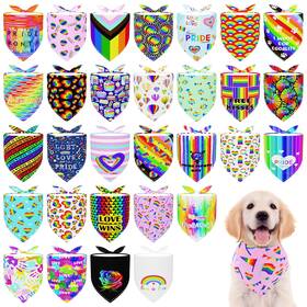 Pai Sence 250225-5 30 Pcs Rainbow Small Dog Bandanas Bulk 25 Inch Pride For Medium