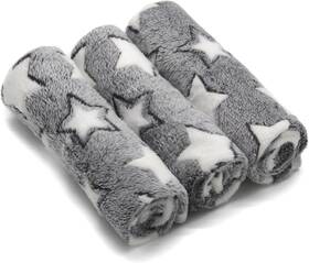 Partspet 705353177026 1 Pack 3 Puppy Blankets Cat Dog Super Soft Warm Sleep Mat Grey Star Cut