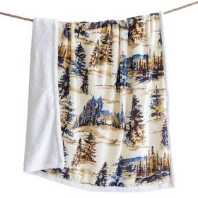 Paseo Road 840118822466 Indigo Hill By Hiend Accents Acadia Sherpa Throw Blankets Forest Pine Trees