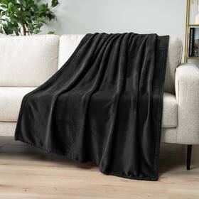 Pavilia 819594028426 Black Fleece Throw Blanket For Couch Super Soft Fuzzy Flannel