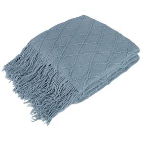 Pavilia 840168301782 Dusty Blue Knit Throw Blanket For Couch Bed Soft Knitted Farmhouse S