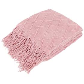 Pavilia 840168301850 Light Pink Knit Throw Blanket For Couch Twin Bed Soft Knitted Farmh