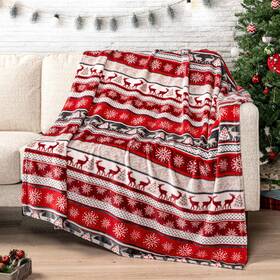 Pavilia 840168301928 Christmas Reindeer Snowflakes Fleece Throw Blanket Soft Plush War