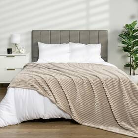 Pavilia 840168310302 Soft Fleece Queen Bed Blanket Taupe Tan Camel Large Fuzzy Plush Fla