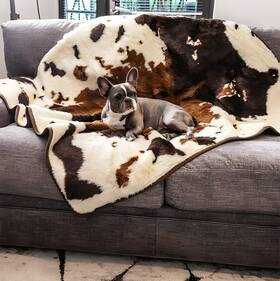 Pup91072 Paw Brands Pupprotector Waterproof Throw Blanket Brown Faux Cowhide Original