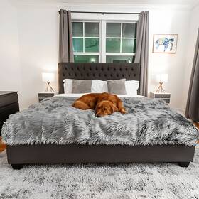 Pup91195 Paw Brands Pupprotector Waterproof Throw Blanket Faux Fur Charcoal Grey L