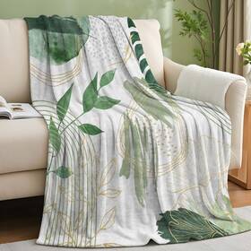 Pdvbiee B0fg2ynk44 Sage Green Leaf Throw Blanket Mid-century And Gold Boho Flannel Blanket