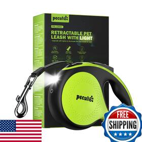 B0c2vmg5km Pecute Retractable Dog Leash With Light - 16.4ft Anti-slip Grip For Dogs Up To 66lbs