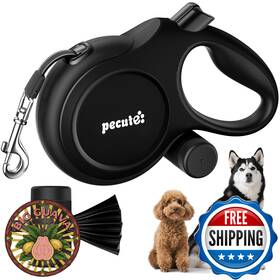 B0ffb2ry4g Pecute 26ft Retractable Dog Leash Heavy Duty Pet Poop Bag Holder Soft Grip