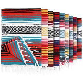 Dou1743 Peryiter 9 Pcs Mexican Blanket Bulk Large Yoga Striped Falsa With Fri