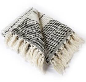 Mania001 Peshtemania Premium Cotton Boho Throw Blanket 50 Inch X60 Grey Black A