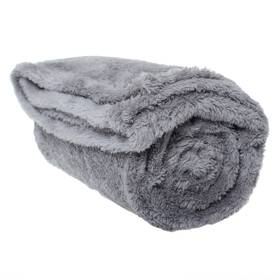 Pet Wiz 060174448706 Fluffy Fleece Blanket - Soft And Warm Throw For Dogs Cats Grey Large 3