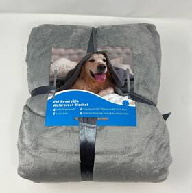 Petami 840168302338 Reversible Waterproof Pet Blanket - Grey Large 80 Inch X 55 Flannel/fleece