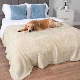 Pet-b6006wp-q-lt Petami Fluffy Waterproof Dog Blanket For Bed Large Dogs Soft Warm Pet Sherpa