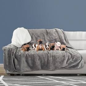 346391yrb Petmaker Waterproof Dog Blanket 60x70-inch Reversible Sherpa Gray
