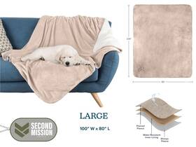 Pet6196-tan Petmaker 80x100 Water Resistant Dog Reversible Sherpa Blanket Machine Washable For Crate