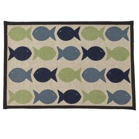 12089 Petrageous Kool Fish Tapestry Dog And Cat Non-skid Machine Washable Mat