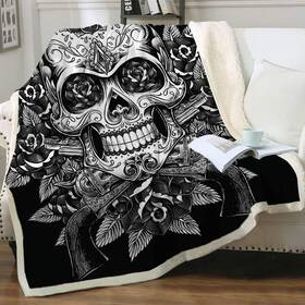 Pinbaozhizaomaotan182 Pinbao Flannel Blanket - Soft Lightweight Skull Print Sofa And Air Conditioning Blank