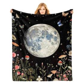 340gsm Pinkbay 736235830388 Moon Flannel Throw Blanket 50 60in - Cozy Lightweight Thick Boho Fo