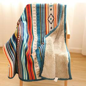 Blanket-03 Pinkrin Sherpa Boho Throw Blanket Super Soft And Cozy Aztec Double-layer Fl
