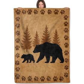 C052lh5082356bl32 Plkrl Rustic Bear Silhouette Blanket Soft Lightweight Flannel Throw For Liv