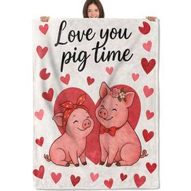 C052lh5082356bl36 Plkrl Romantic Pig Love Blanket Soft Lightweight Flannel Throw For Living R