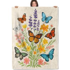C052lh5082356bl60 Plkrl Colorful Butterfly Blanket Soft Lightweight Flannel Throw For Living
