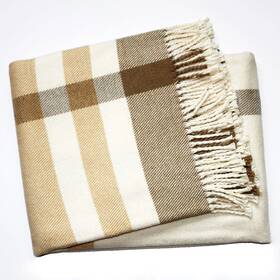 Plush Multi Beige Plaid Throw Blanket Tassels 606114636137 With