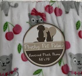 Plushy Pet Palace 194382263037 Macy S Oversized Plush Throw 50 Inch X70 Cherries And Kitty Pink