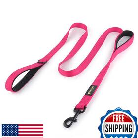 B07d49w6hg Plutus Pet Double Handle Dog Leash 6ft - Padded Heavy Duty Reflective Nylon