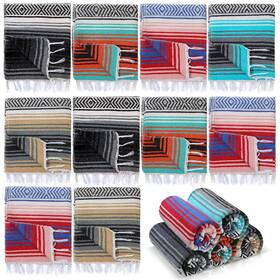 Len-preboun-650 Preboun 10 Pieces Mexican Blanket Bulk Authentic Woven Yoga Large Pic