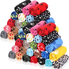 Preboun-blankets-50 Preboun 50 Pack Puppy Blanket Bulk 24 X 28 Inch Small Soft Fleece Pets Paw Pr